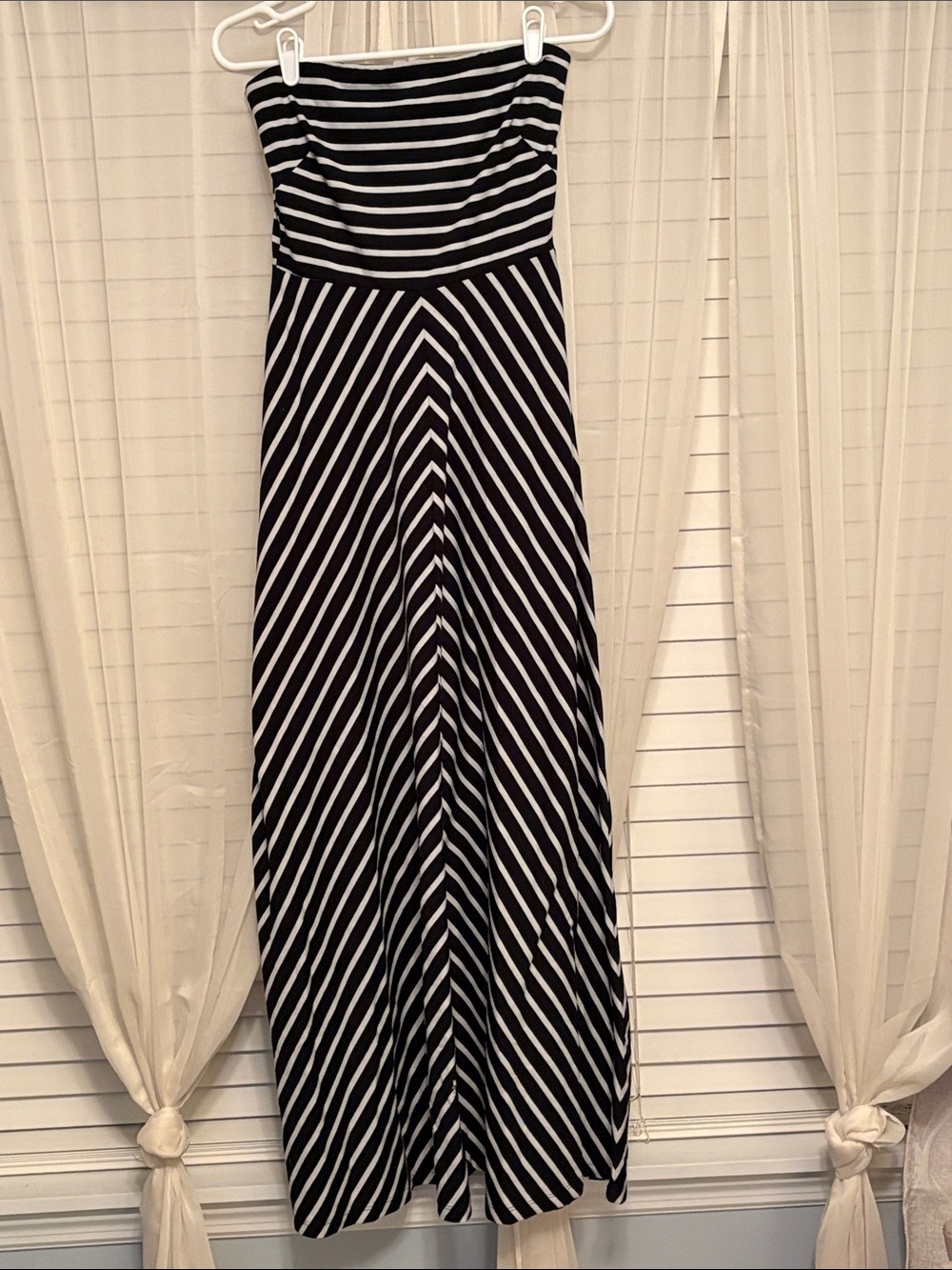 The Limited Black and White Strapless Maxi Dress